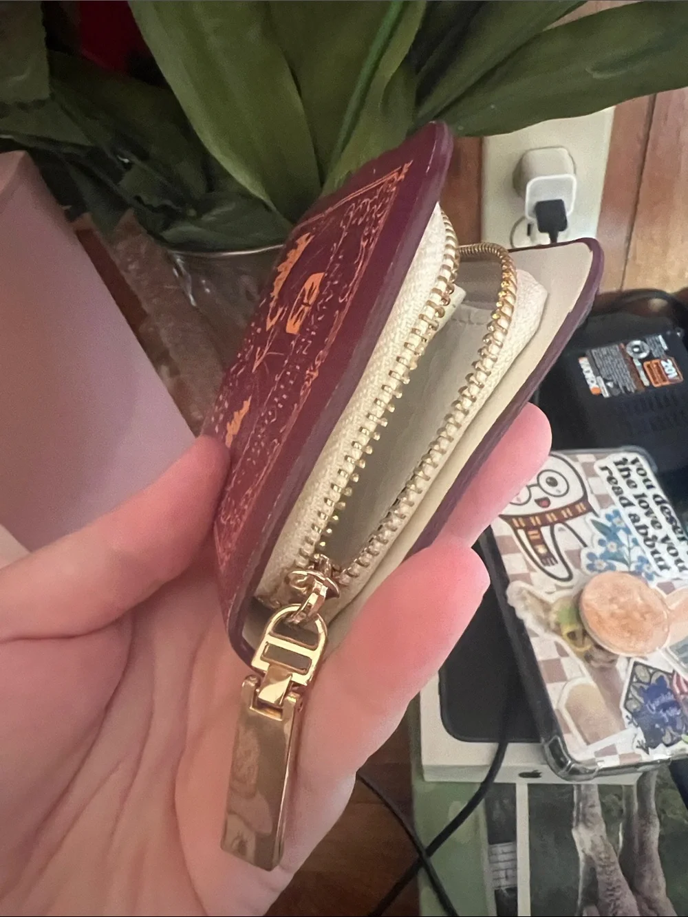 Beauty and the Beast Wallet - Burgundy with Gold Foil